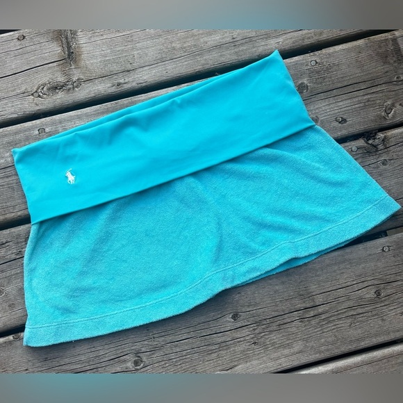 Ralph Lauren Aqua Blue Swimsuit Bathing Suit Cover Up Skirt Medium - Picture 2 of 6